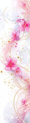 Wall Mural - A soft flowing abstract of pink and gold lines and shapes on white background. 