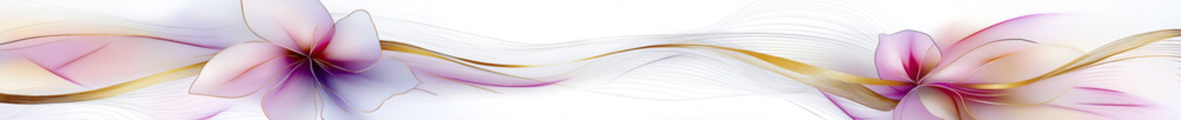 Wall Mural - A soft flowing abstract of pink and gold lines and shapes on white background. 