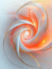 Wall Mural - A soft flowing abstract of pink and gold lines and shapes on white background. 