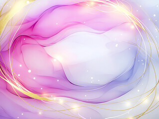 Wall Mural - A soft flowing abstract of pink and gold lines and shapes on white background. 