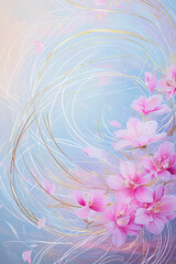 Wall Mural - A soft flowing abstract of pink and gold lines and shapes on white background. 