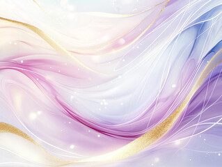 Wall Mural - A soft flowing abstract of pink and gold lines and shapes on white background. 