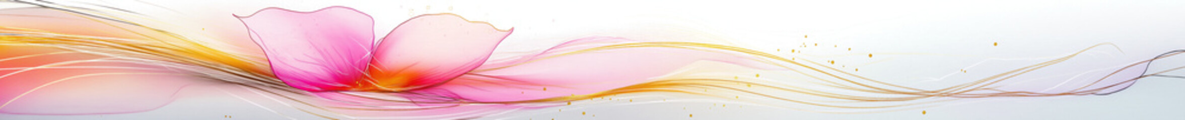 Wall Mural - A soft flowing abstract of pink and gold lines and shapes on white background. 