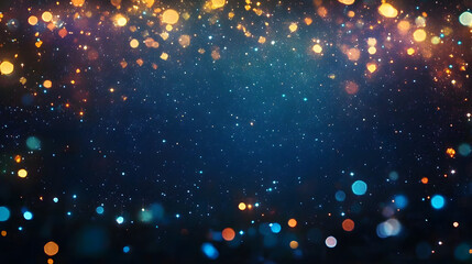 Wall Mural - Abstract Night Sky with Glowing Stars and Bokeh Lights Background.