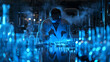 © Teko - Laboratory Scientist at Work Blue Light Illustration