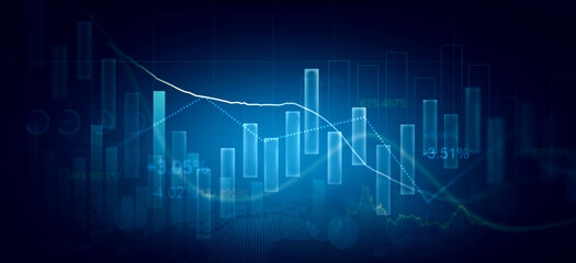 Leinwandbilder - Analysis finance grow graph and market investment. Financial business plan,earnings,sale and strategy. Stock market chart, exchange financial growth diagram