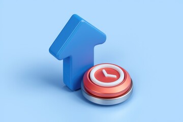 Aufkleber - Upward trending arrow next to a clock symbolizing time management and progress.