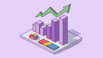 Aufkleber - Isometric charts show growth and success.
