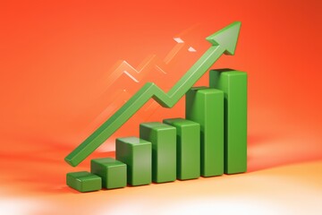 Poster - Bar graph shows positive growth  success  and prosperity.