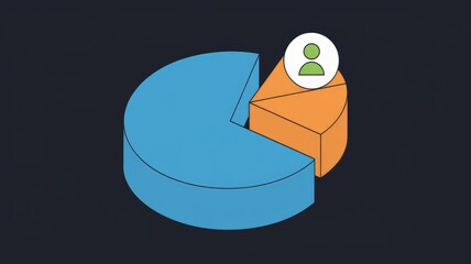 Aufkleber - 3D pie chart  single person's small contribution.