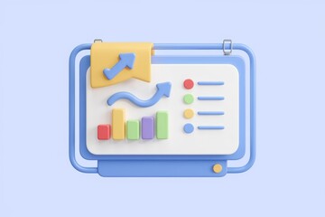 Aufkleber - Whiteboard with upward trending graphs and charts showing growth.