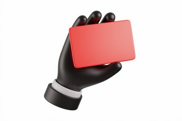Aufkleber - A 3D rendered black hand in a business suit holds a red card.