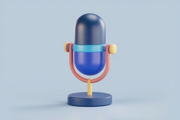 Fototapete - A stylized 3D rendering of a colorful microphone  ideal for podcasting or voice recording.