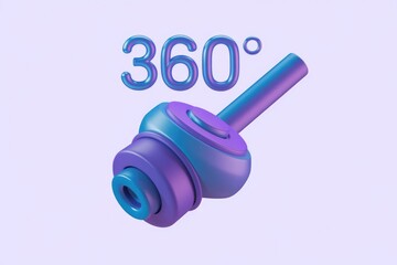 Fototapete - 360  view  purple blue gradient 3D model of a rotating object.