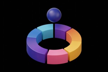 Leinwandbilder - Colorful 3D chart with segments and central sphere for data representation.