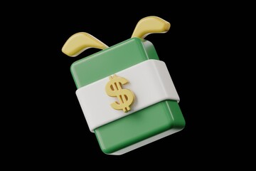 Aufkleber - Cartoon money stack with bunny ears symbolizes quick earnings.