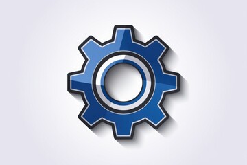 Fototapete - A blue gear icon  symbolizing mechanics  engineering  and technology.