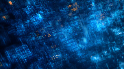 Sticker - Abstract dark blue digital background. Big data digital code