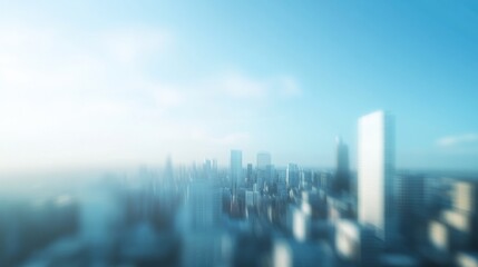 Poster - Blurred cityscape at sunrise, hazy, dreamy, aerial view.