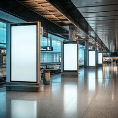 Poster - Blank billboard posters in the airport,Empty advertising billboard at aerodrome