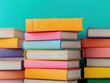 © photobuay - colorful stack of books with vibrant covers symbolizing education, knowledge, and literature in playful atmosphere