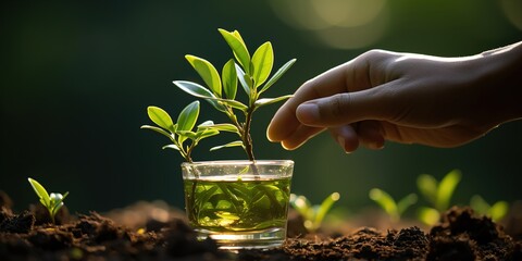 Wall Mural - hand holding plant