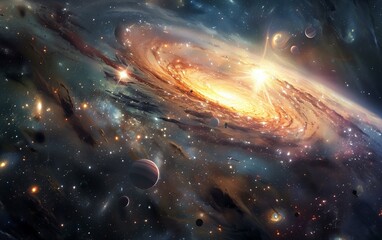 Wall Mural - cosmic radiance: a vibrant nebula bursts with celestial energy, swirling colors and cosmic dust illu