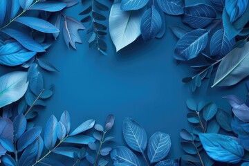 Texture Shape. Tropical Blue Foliage Collection on Clean Botanical Background