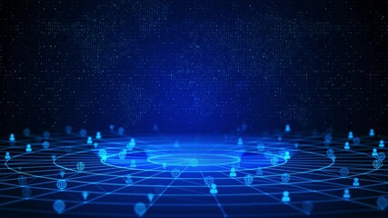 Digital Marketing Text Future Digital Technology Ai Cyber Space deep learning Background. data graph growth on modern interface icons on strategy, Solution analysis and development contents