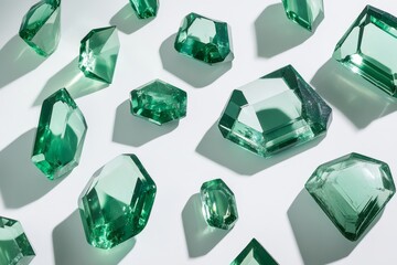 Wall Mural - a stunning collection of green crystals shines brightly. their unique shapes create a captivating vi
