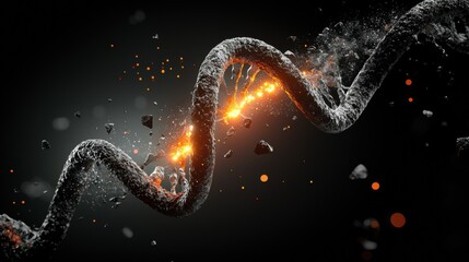 Aufkleber - Illuminating dna molecule closeup laboratory setting scientific illustration dark environment macro viewpoint biochemical concept for enhanced seo impact