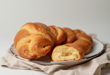 Wall Mural - croissant on a plate