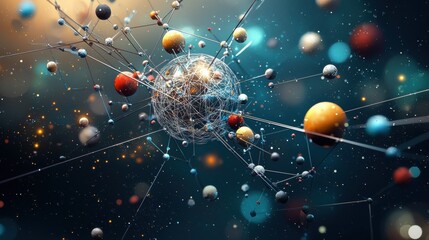 Aufkleber - Colorful molecular assembly creating a crystal structure scientific visualization abstract environment dynamic perspective chemistry concept for enhanced understanding