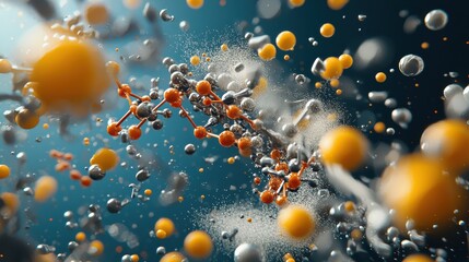 Aufkleber - Visualizing molecular dynamics in gas phase standards a colorful exploration of molecular structures in a scientific environment from an artistic perspective