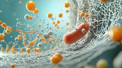 Aufkleber - Enzyme interaction model with substandard molecule exploring molecular dynamics in a cellular environment from a biochemical perspective