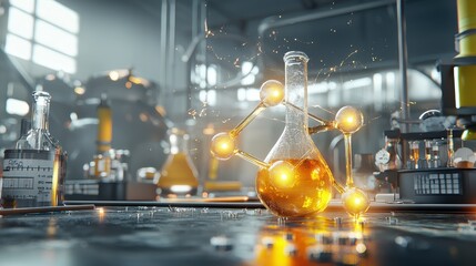 Aufkleber - Illuminating molecular structure of ethanol with glowing bonds in a laboratory setting scientific visualization of chemistry concepts