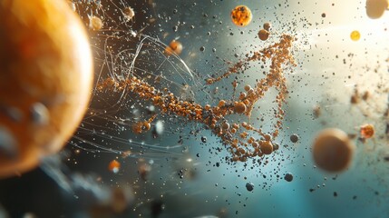 Leinwandbilder - Molecules transforming into large standards in a surreal cosmic environment a visual exploration of scientific concepts