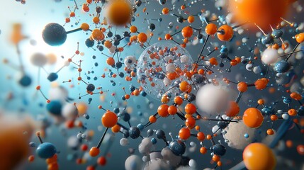 Aufkleber - Molecules reacting to form a bright compound in a standard lab environment a dynamic visualization of chemical interactions