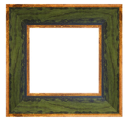 Wall Mural - Vintage wooden green frame isolated on a white background