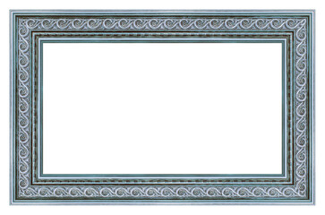 Wall Mural - Old vintage silver frame isolated on a white background