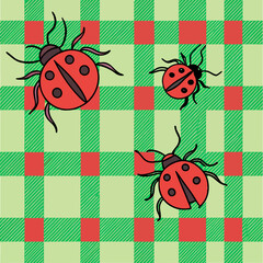 Sticker - seamless pattern with ladybug