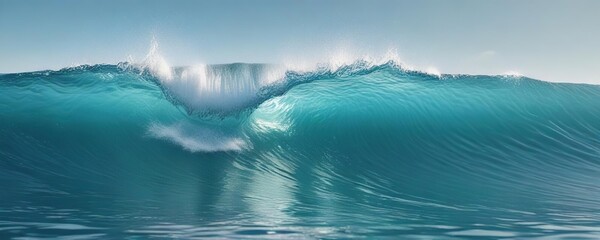Wall Mural - serene water wave splash on light blue background,  natural light,  calm