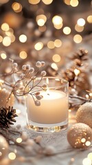 Wall Mural - Cozy Winter Candlelight Festive Season Decor Holiday Lights Warm Atmosphere