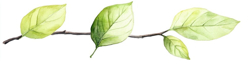 botanical watercolor collection: hand-painted green foliage and branches on white canvas