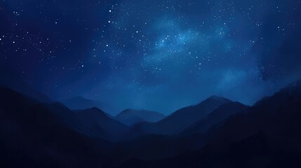 Starlit Cosmos: Vibrant Milky Way Over Majestic Mountains Under a Dark Blue Sky