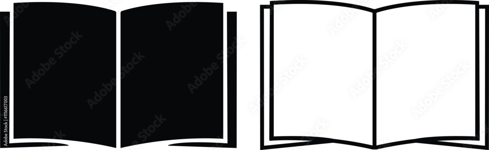 Books open, closed black icon in flat line set. isolated on transparent ...