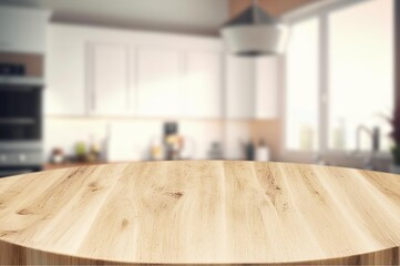 Canvas Print - Empty beautiful wood tabletop on interior kitchen