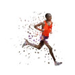 © michalsanca - Running man, marathon runner isolated vector low poly illustration, side view