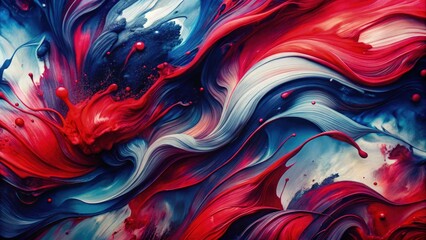 Sticker - Bold Brushstrokes of Crimson and Navy Ink Create Dynamic Visual Waves in Art. Generative AI