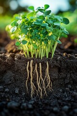 Sticker - Green sprout with visible roots growing in soil